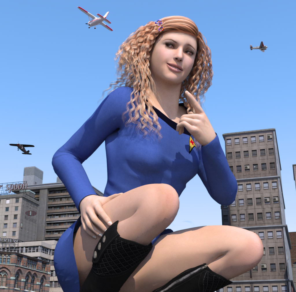 164247 - airplane boomgts boots buildings city clothed giantess kneeling poser sky snowslasher star_trek