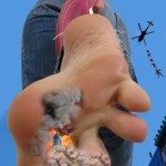 168007 - barefoot clothed collage destruction fire giantess helicopter looking_down low_angle point_of_view sky smoke toes zigi550