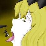 168143 - black_rock_shooter blonde chariot claws color dangling giantess golden_eyes looking_at_victim open_mouth tongue unlimited-bea-works vore