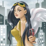 172275 - angel angelgts black_hair bus city color dress giantess goggles hand_crush painted_fingernails