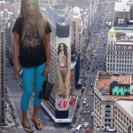 180158 - between_buildings blonde cars city collage downward_angle feet flipflops giantess looking_at_viewer lowerrider street