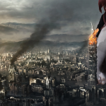 178804 - barefoot burning collage destroyed_buildings destruction giantess mega_giantess redheaad red_hair shelle-chii