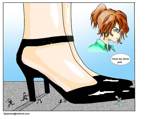 Cleaning Giantess' Shoes