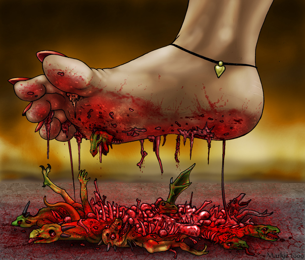 27611 - barefoot blood color crush dragon drawing foot_crush gore pov squis...