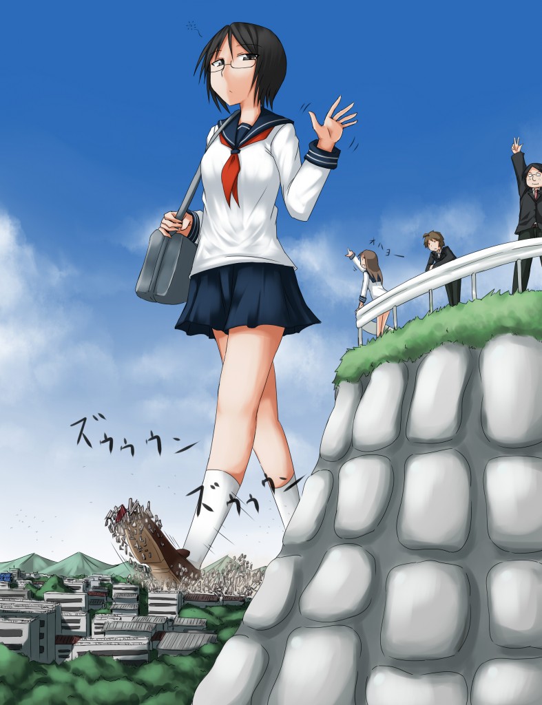 51256 - city destruction drawing giantess ochiko_terada school_girl unaware...