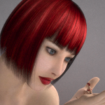 140012 - daz giant giantess girl hair poser red shrunken_men shrunken_women tiny woman