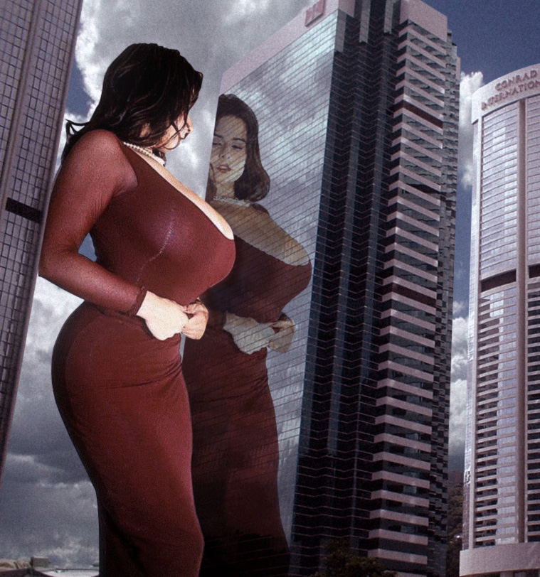 159368 - city collage giantess large_boobs reflection skyscraper upward_angle