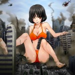 49887 - anime barefoot black_hair destruction drawing giantess helicopter mega_giantess omc