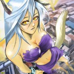 161214 - amber_eyes barefoot buildings cat_girl city cleavage destruction downward_angle drawing footprints giantess