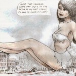 176500 - barefoot blood buildings cars city clothes_ripping color crossed_legs destruction english giantess nikko pencil_drawing sitting story stuck_to_foot
