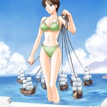 87413 - anime drawing giantess goddess ocean omc ships swimsuit