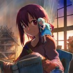113585 - anime blue_hair book color cute doll doll_house drawing gentle reading red_hair romantic shoulder shrunken_women