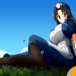 178972 - balloons birds black_hair blue_eyes blushing boots color drawing eliza forest gentle mega_giantess mgear-san trees