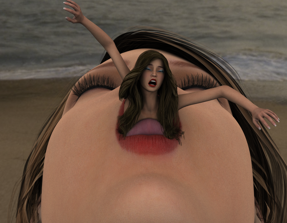 170943 - beach cgi giantess lips struggling tongue vore vorebeast.